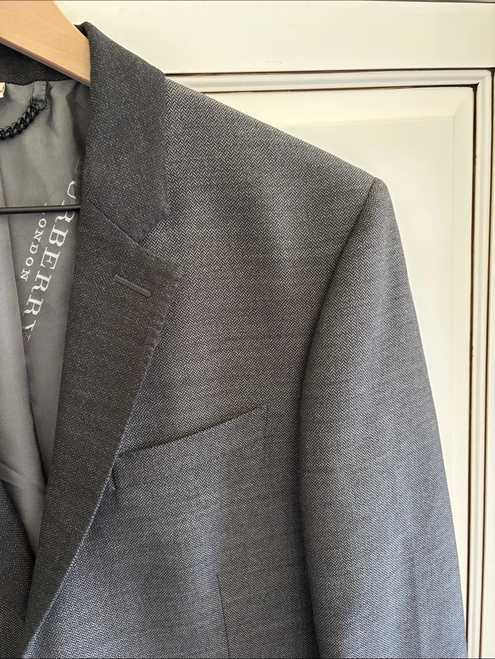 Burberry London Milbury Virgin Wool Gray Luxury Blazer Suit Coat 2 Button Men 52